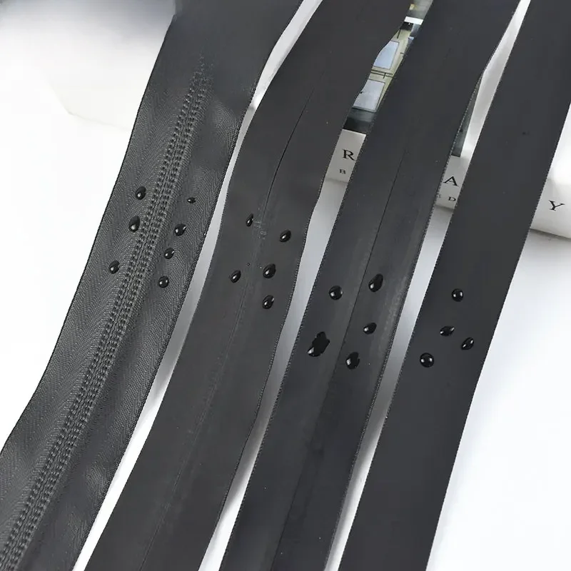 2/5meter 3 #5 #8 # 10# Wasserdichte Reißverschlüsse Schwarz Invisible Nylon Spule Zipper für Jacke