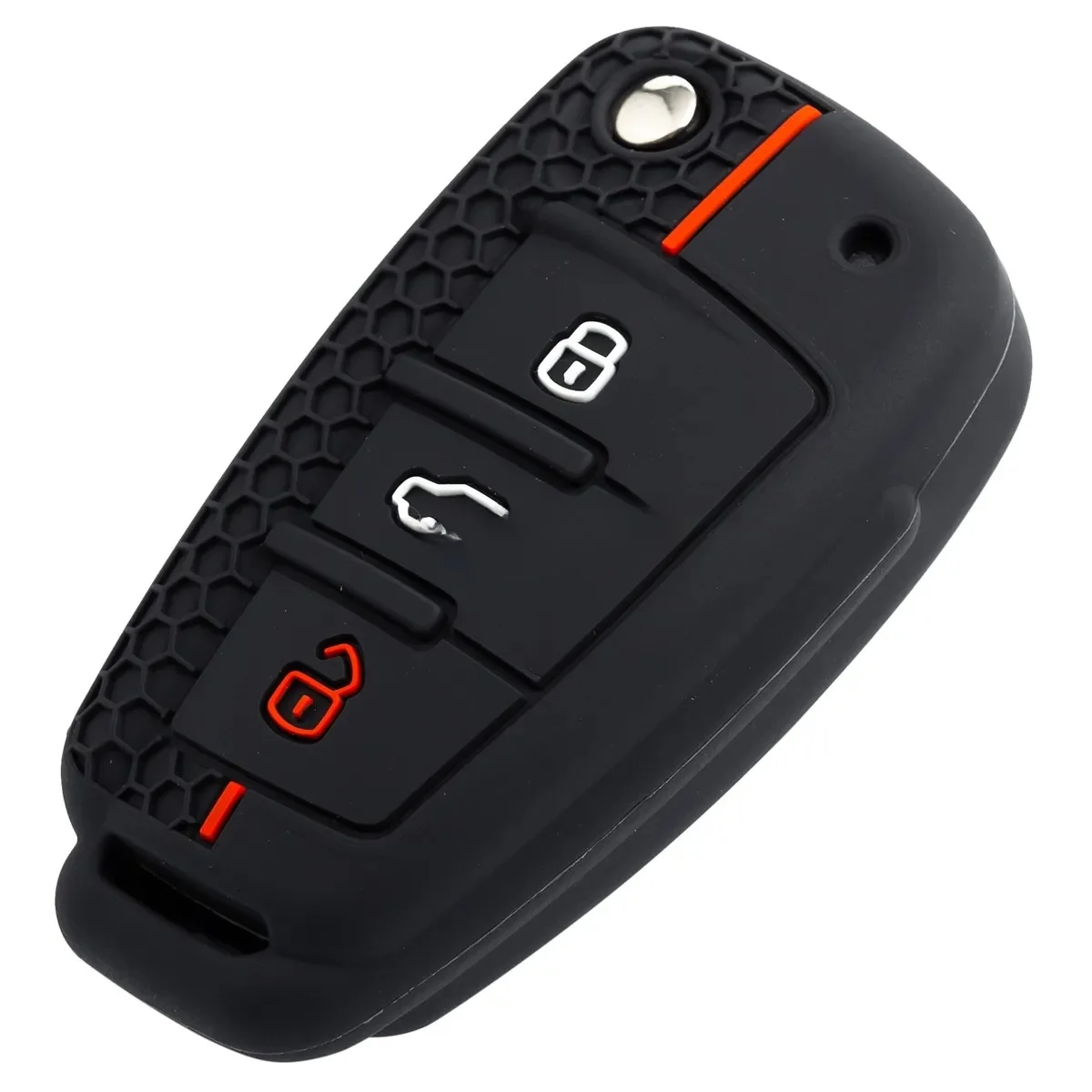 Silicone Black Car Flip Key Chain Ring Cover Case Holder Keychain Accessories Protection For Audi A1 A3 S3 Q3 Q7 TT 3 Buttons