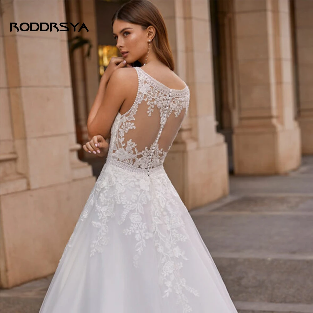 RODDRSYA Vintage Vestidos De Novia a-line abiti da sposa abito da sposa Appliques senza maniche per donne eleganti 2023 su misura