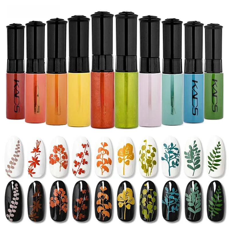 KADS vernis à ongles 7ml huile d'impression pour Nail Art pour plaque de tampon à ongles 47 couleurs or argent noir blanc vernis à ongles