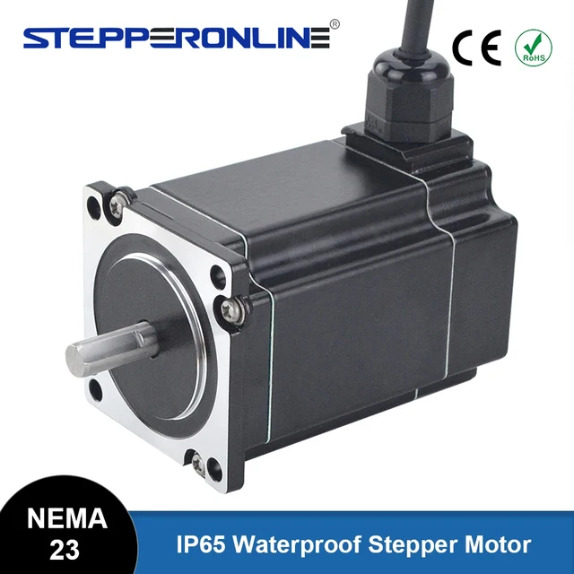 STEPPERONLINE Nema 23 Silnik krokowy IP65 Wodoodporny 2Nm 5A 2-fazowy silnik krokowy Nema23 Wał 8 mm do tokarki CNC Router