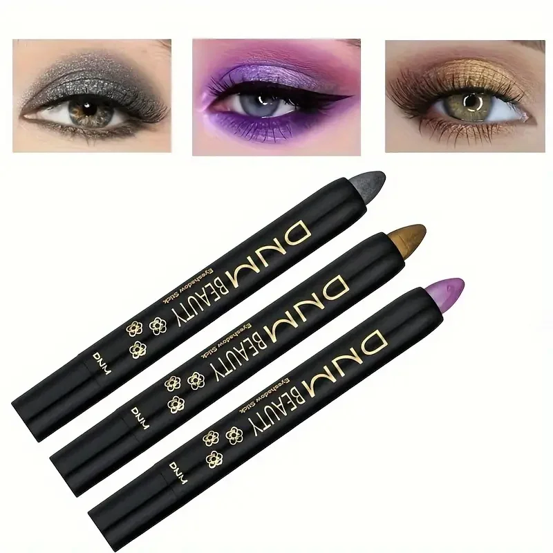 12 colores/juego de barra de brillo, resaltador de perlas, barra de sombra de ojos con brillo, barra de sombra de ojos multicolor atrevida impermeable mate