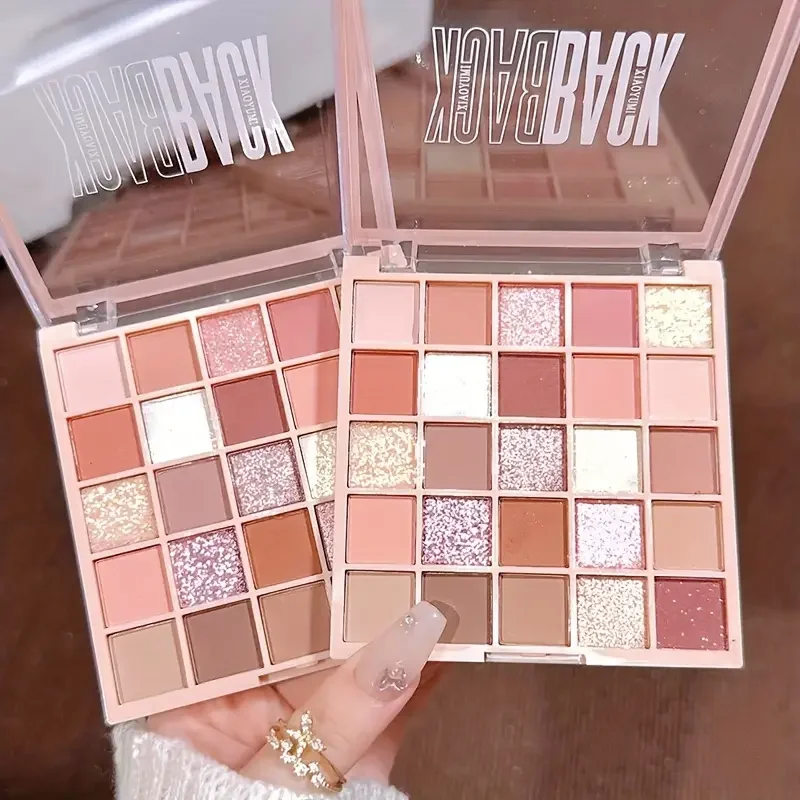 Paleta cieni do powiek 25 kolorów z wysokim połyskiem w odcieniach różowego brązu, matowe brokaty, do makijażu codziennego, suchy różowy cień do powiek