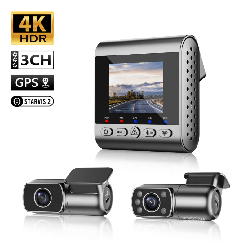 كاميرا داش SJCAM M60 4K مع نظام تحديد المواقع، 170 ° زاوية واسعة، كشف الاصطدام، رؤية ليلية –للسيارة والدراجات النارية #1