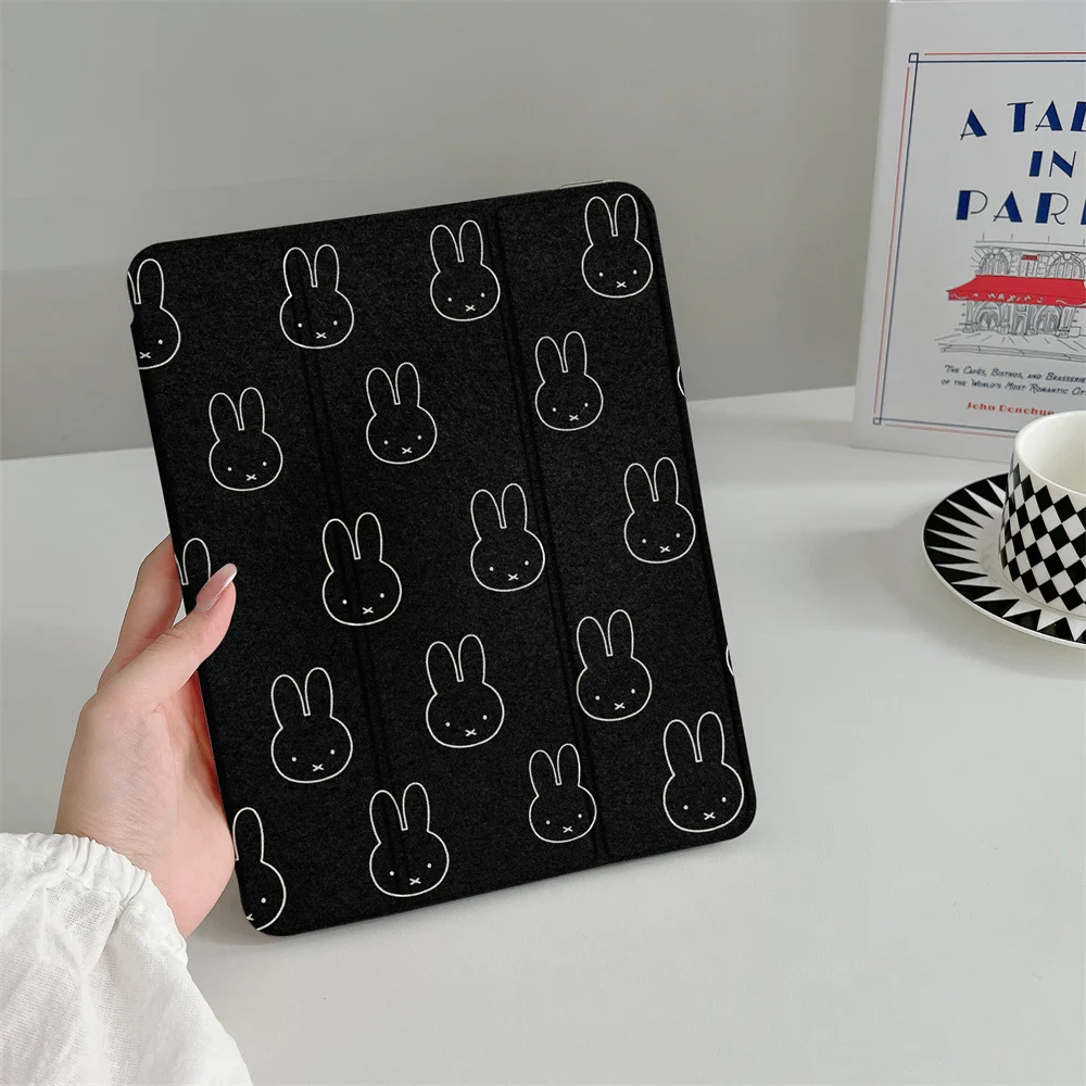 The Cute and Simple Line Miffy Rabbit Pattern Is Suitable for iPad A16 2024 11 inch, 2025 Air 5/4, 10.9-inch iPad 10, 9.7-inch,