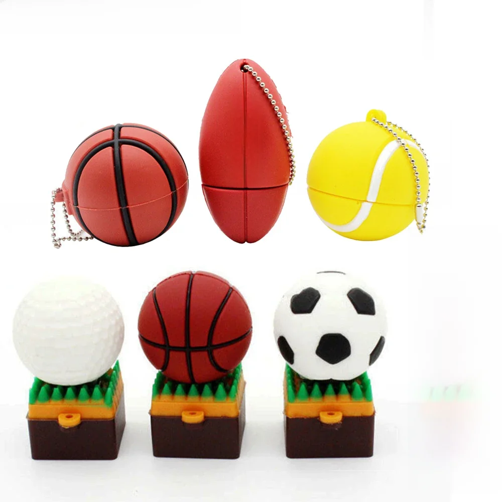 Clé USB de Football, clé USB de sport, dessin animé, 128 go, basket-ball, 64 go, stylo de Tennis, Baseball, cadeau créatif, disque U de Golf