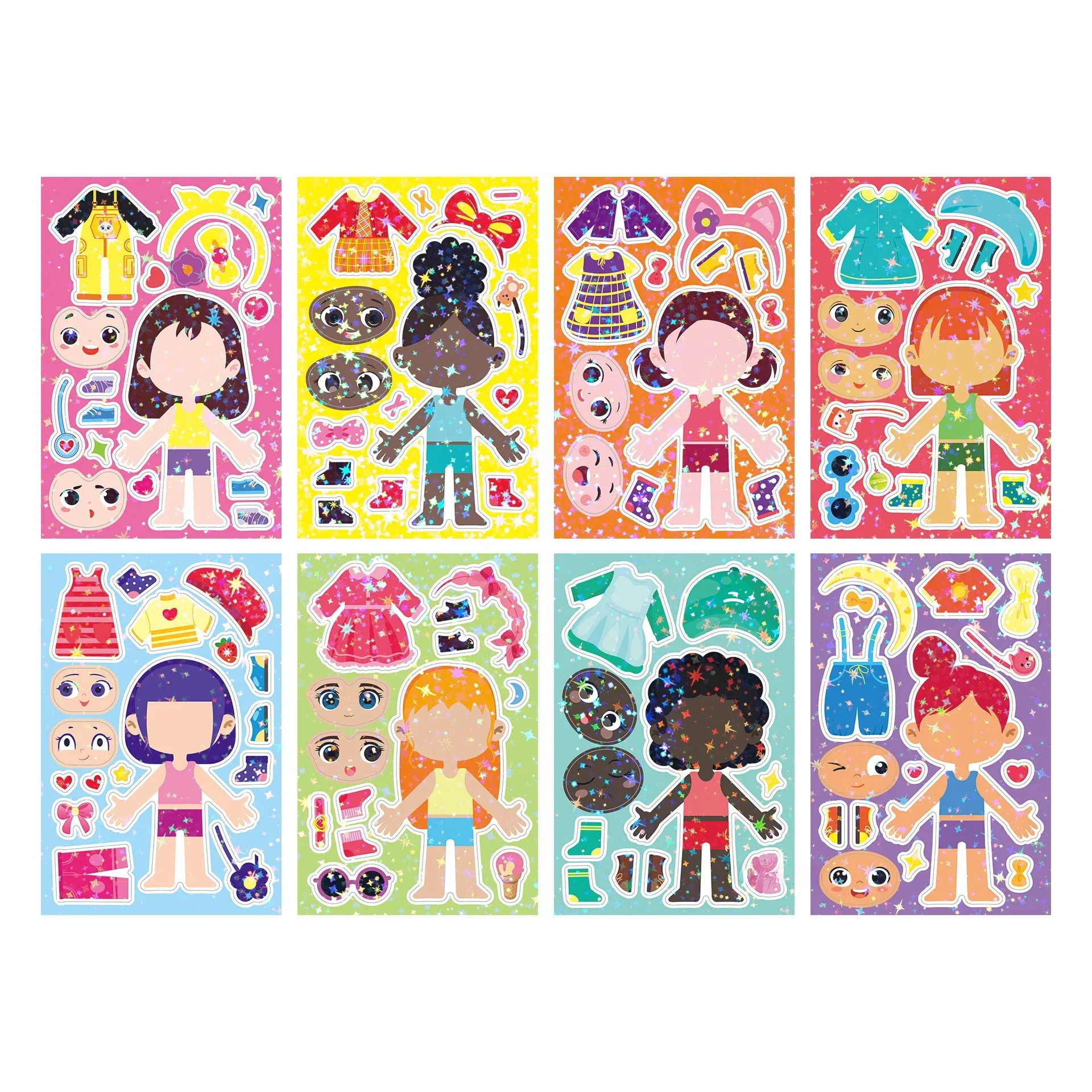 8 pièces/ensemble autocollants faciles à poser Puzzle visage changeant autocollants Animal assembler jeu Montessori Cognition jouets éducatifs pour enfants enfants