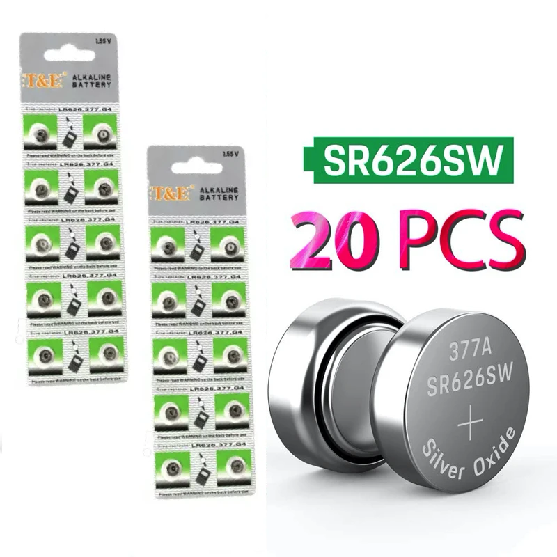 Dacada2005 20 batteries★★Button AG4 SR626SW 377 LR66 SR66 177 376★★Shipping Spain