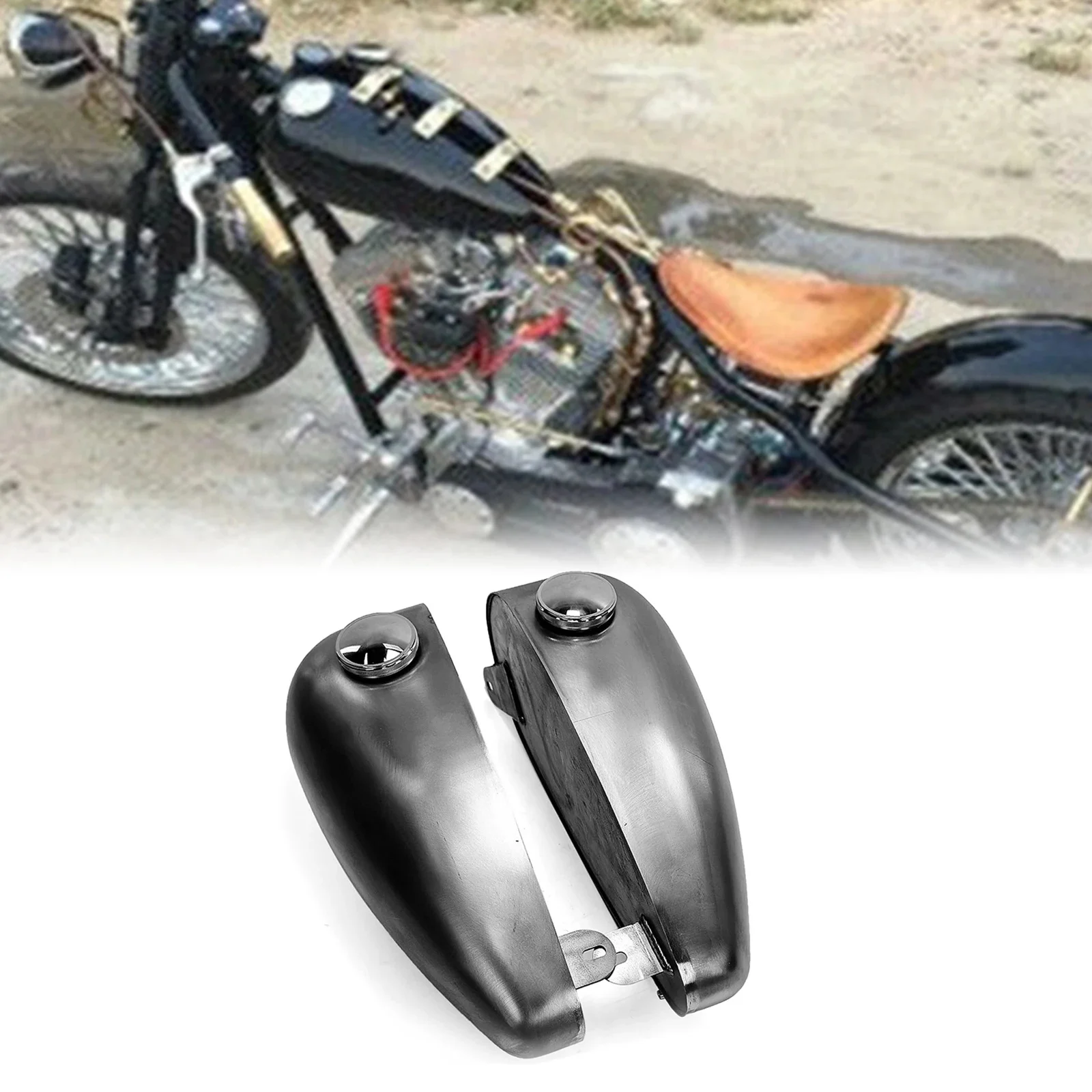Zbiornik paliwa motocyklowy do Harley Davidson Fat Bob, styl vintage retro, modyfikowany, dwukomorowy, na olej, benzynę, paliwo. — zdjęcie 2