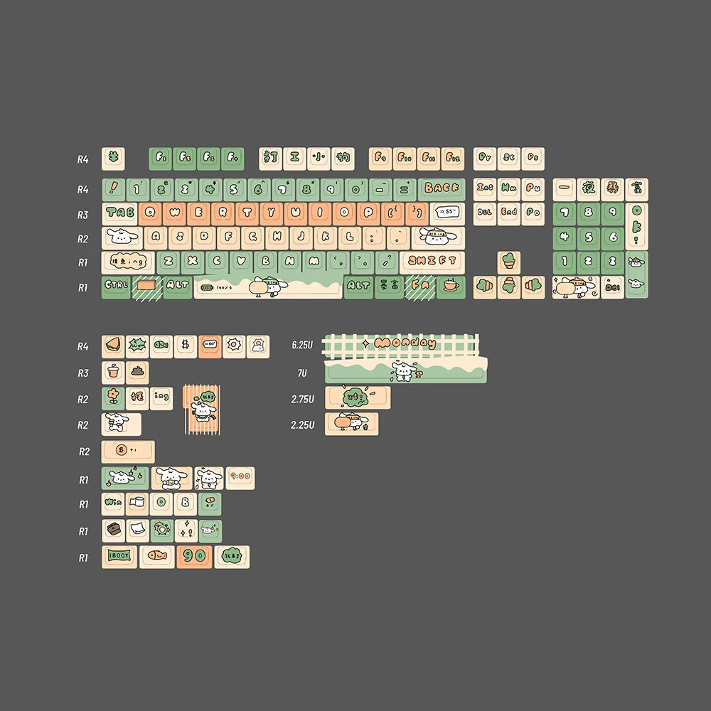 SPM Soulcat High-content PBT dye-in-the-English-key-cap 141 keys (Walking-pucy)