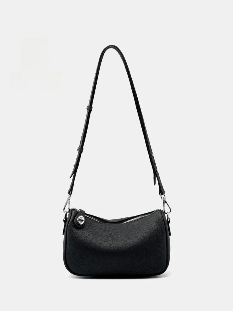 Zency damska miękka torba na ramię z prawdziwej skóry wysokiej jakości pojemne torby Hobo torebka czarny Khaki Crossbody proste modne torby — zdjęcie 2