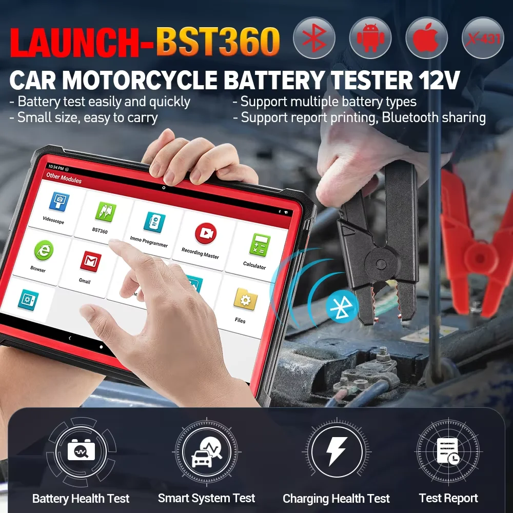

LAUNCH X431 BST360 Battery Tester 12V 2000CCA Voltage Automotive Battery Check Analyzer Diagnostic Tools for Cars Free Update