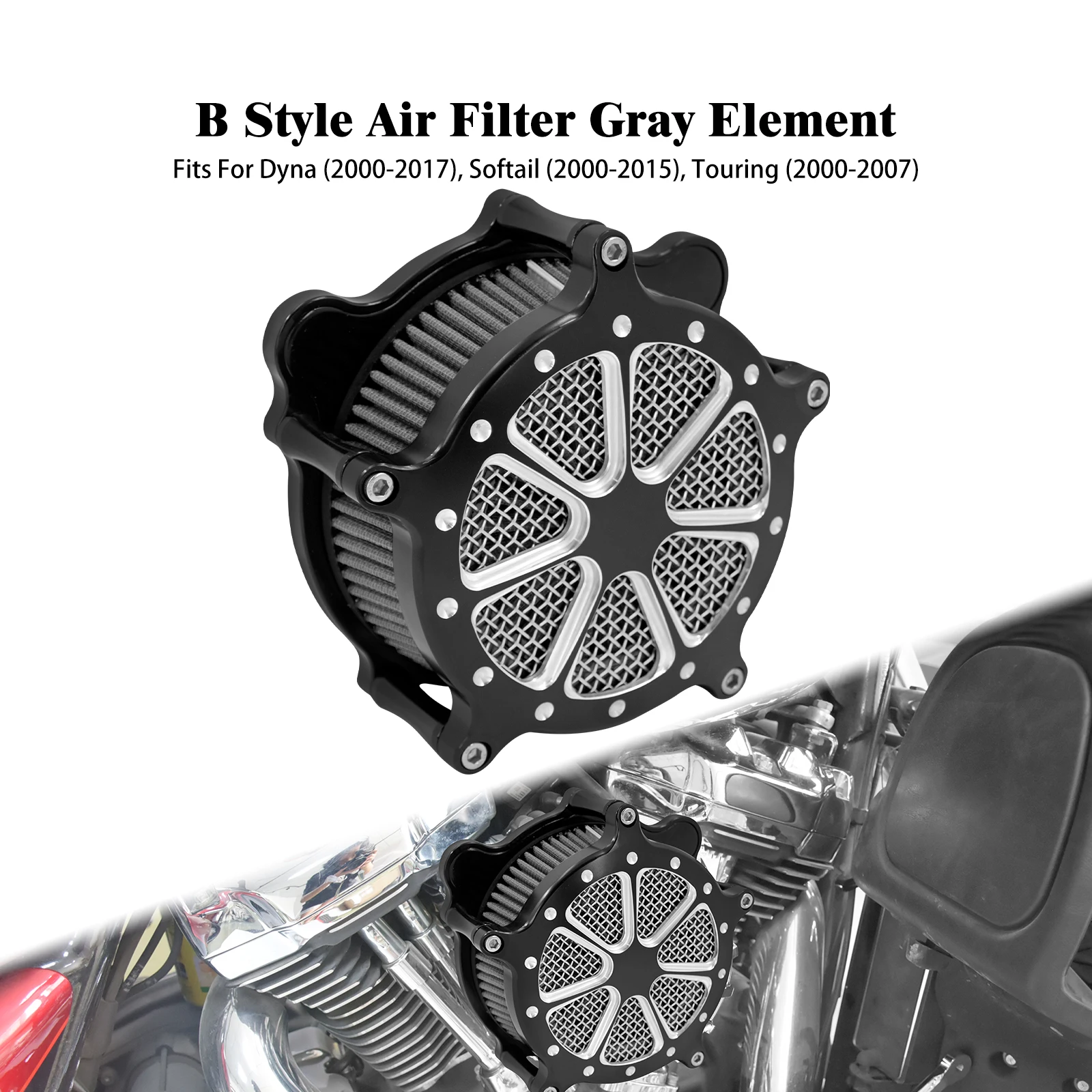 Filtro limpiador de aire reutilizable y lavable para motocicleta, para Harley Cable Throttle Dyna FXR Softail Touring 2000-17, entrega rápida