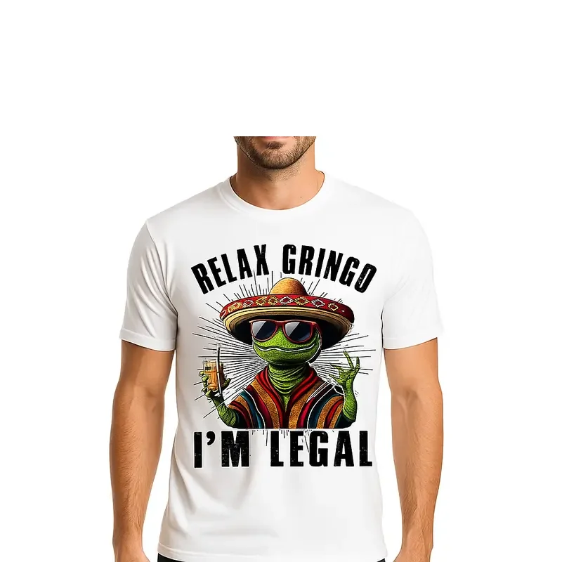 Chemise drôle 100% coton chemises unisexes-coton à manches courtes Relax Gringo je suis légal lézard mexicain T-Shirt drôle pour hommes femmes