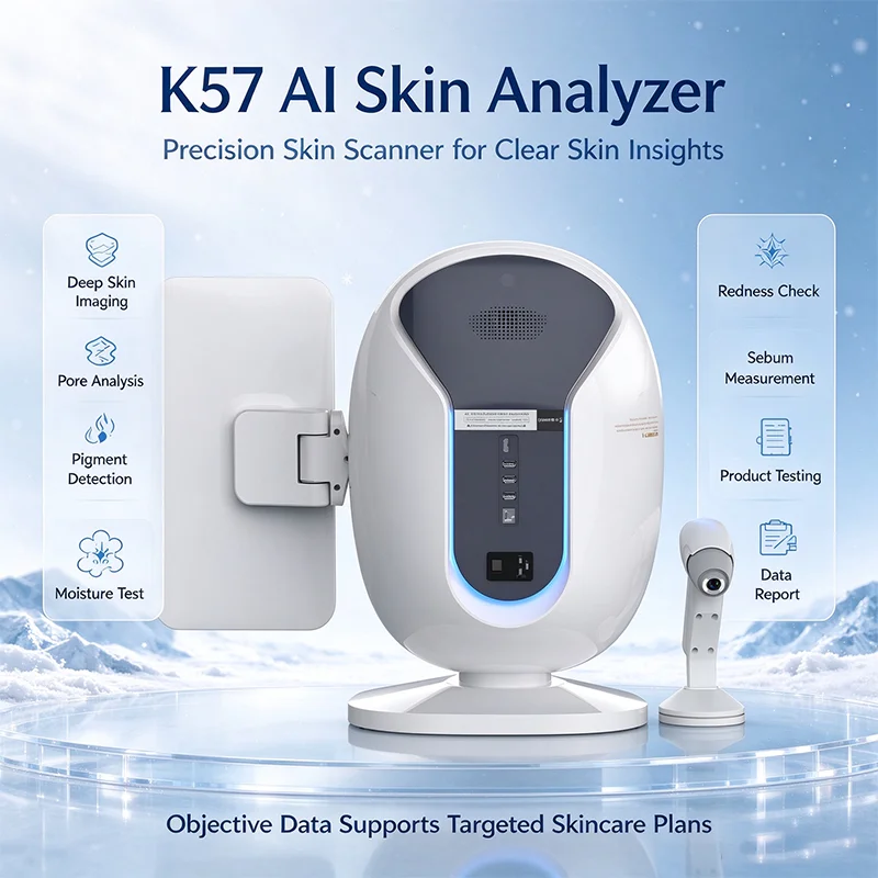 K57 AI Skin Analysis Machine Professional Facial Scanner 8 Spectral Imaging Skin Condition Detection Skin Report System