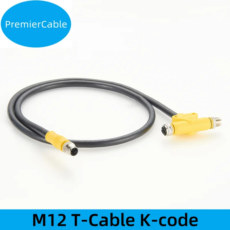 M12 5 Pin Connector K Coding Cable T Splitter Waterproof Back Mount Panel Receptacles Cable Solder Type Shielded sensor actuator