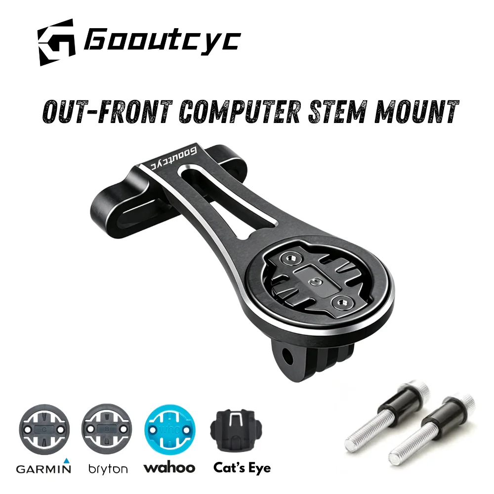 GOOUTCYC Bicycle STEM Computer Out-Front Mount kit Compatible with Garmin Wahoo Bryton Combo Integrated Mount for Gopro Aluminum