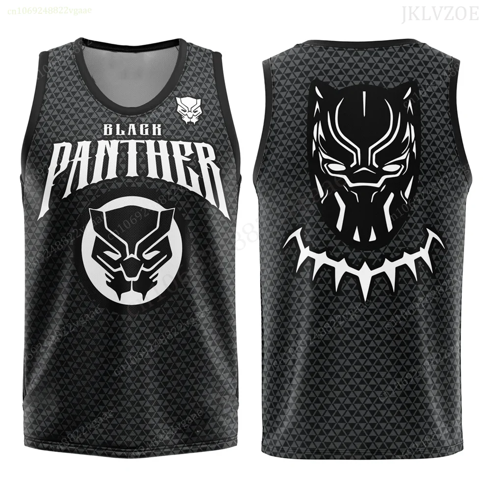 Black Panther Tank Top Marvel Basketball Jersey Kids Men Boys Clothes Children T Shirt Sportwear Uniform Vest Costume