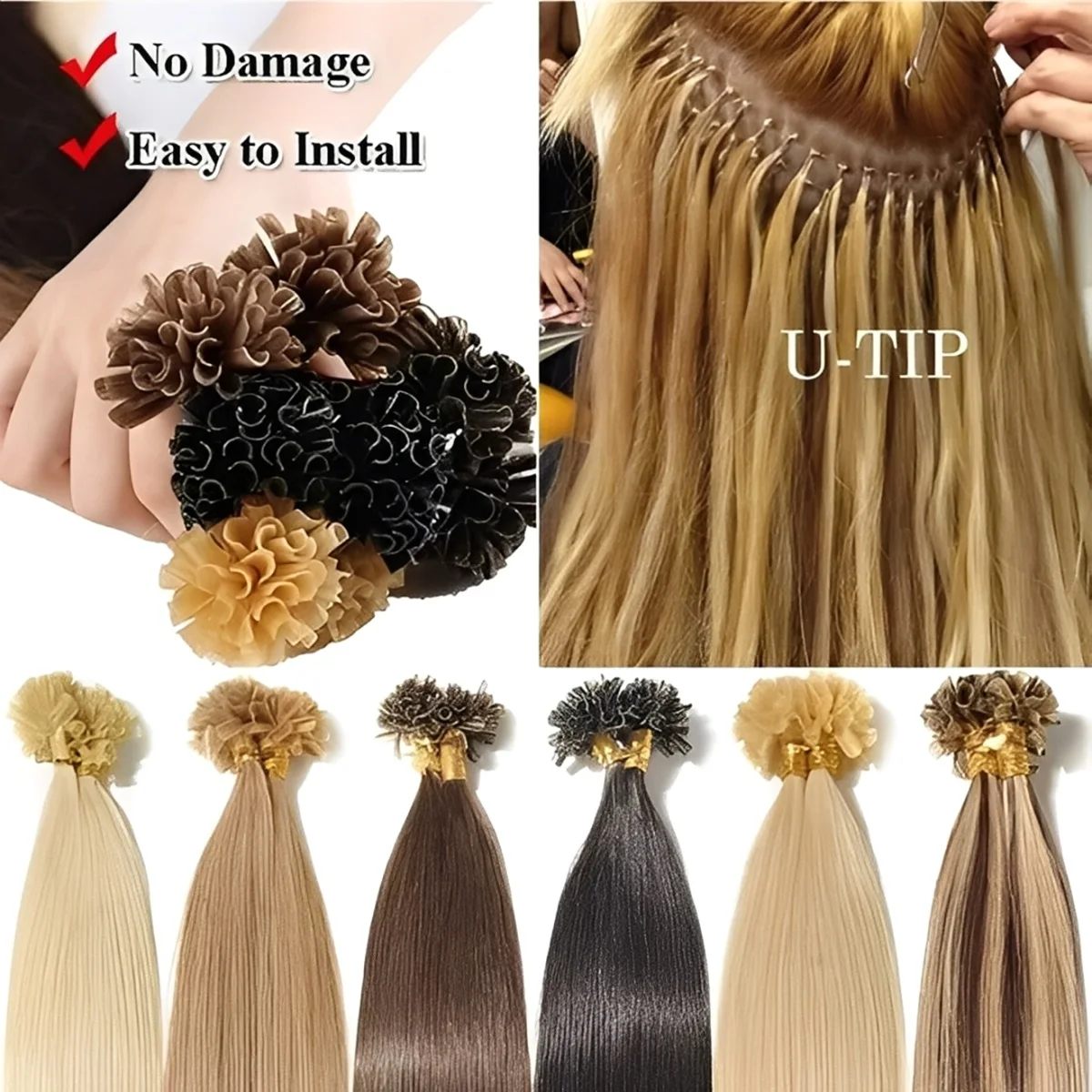 

Fusion Pre bonded U/Nail Keratin Tip Remy Human Hair Extensions add Hair Length&Volume 50 Strands/Set Hair Extensions #60