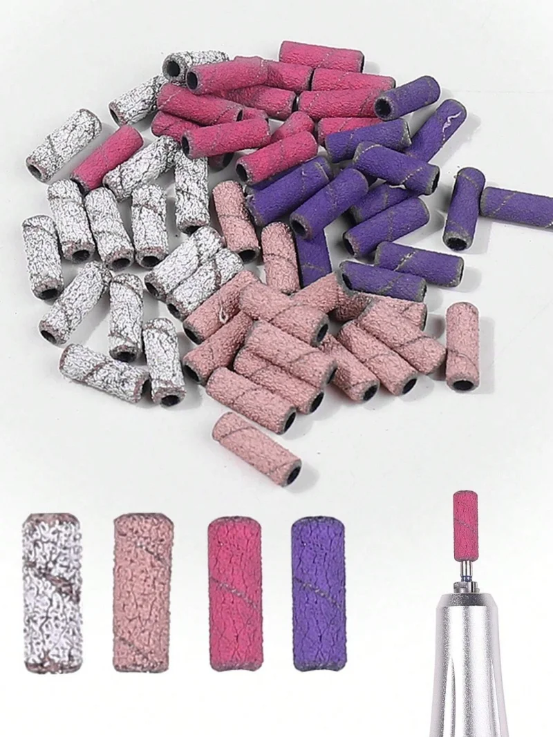 60 قطعة أربطة صنفرة فنية للأظافر 80 120 180 240 حصى مع 1 قطعة لقمة ثقب الأظافر لملحقات المانيكير والباديكير #4