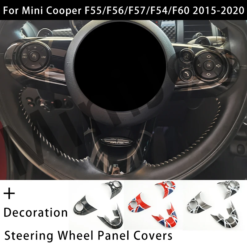 The Black Flag Steering Wheel Button Cover Sticker PC Interior Decoration for MINI Cooper S JCW F60 F55 F54 F56 F57 Car-styling