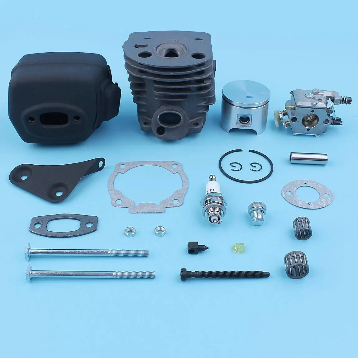 

Cylinder Piston Carburetor Muffler Bolt Kit For Husqvarna 51 55 Chainsaw 503609171 501766605 503281504 501546301