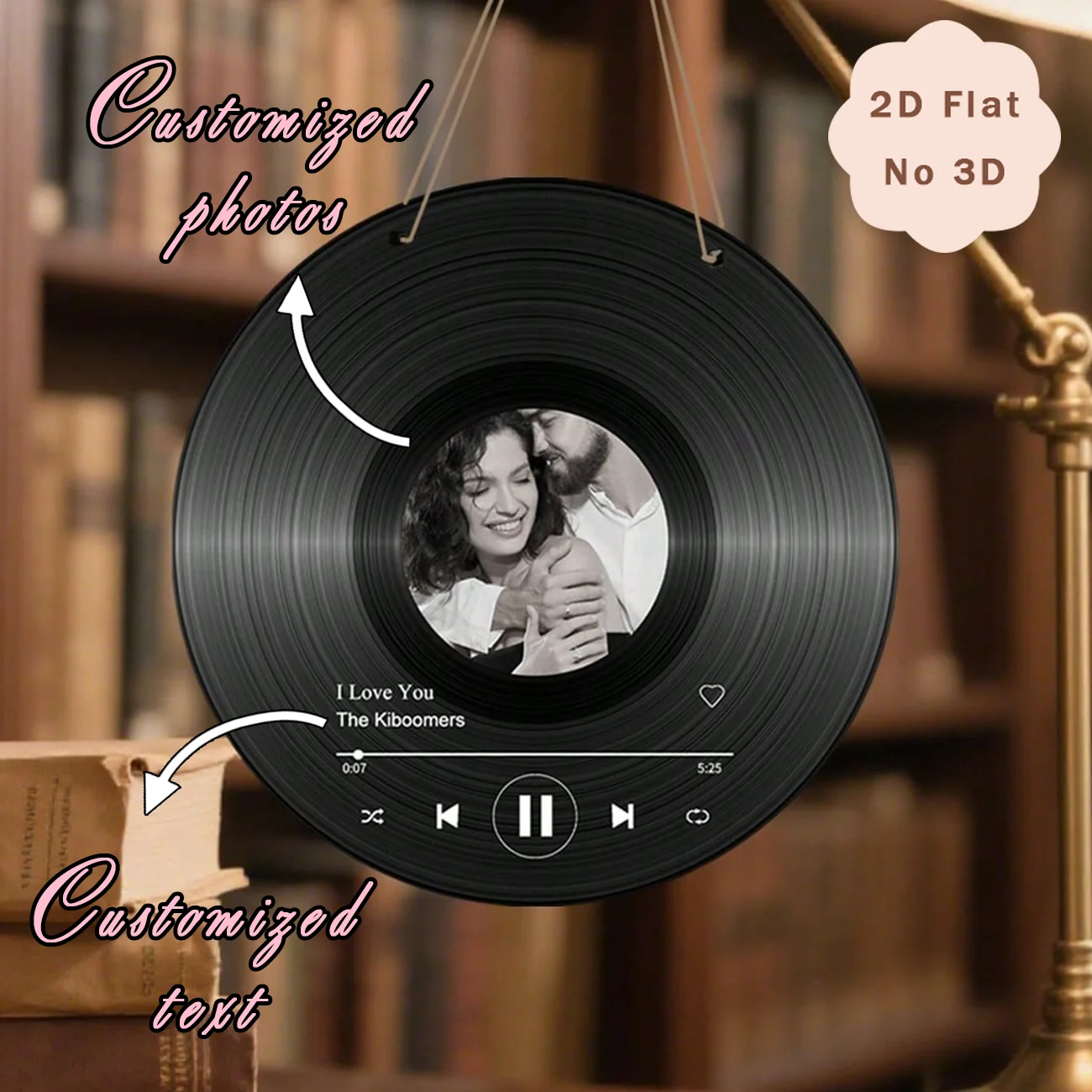 Custom Vinyl Record Photo Plaque, Personalized Music Album Decor with Picture Text for Couple Gift