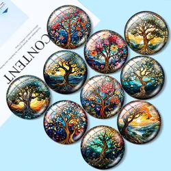 Stained Glass Tree of Life  mixed 10pcs 12mm/25mm/30mm Round photo glass cabochon demo flat backMaking findings