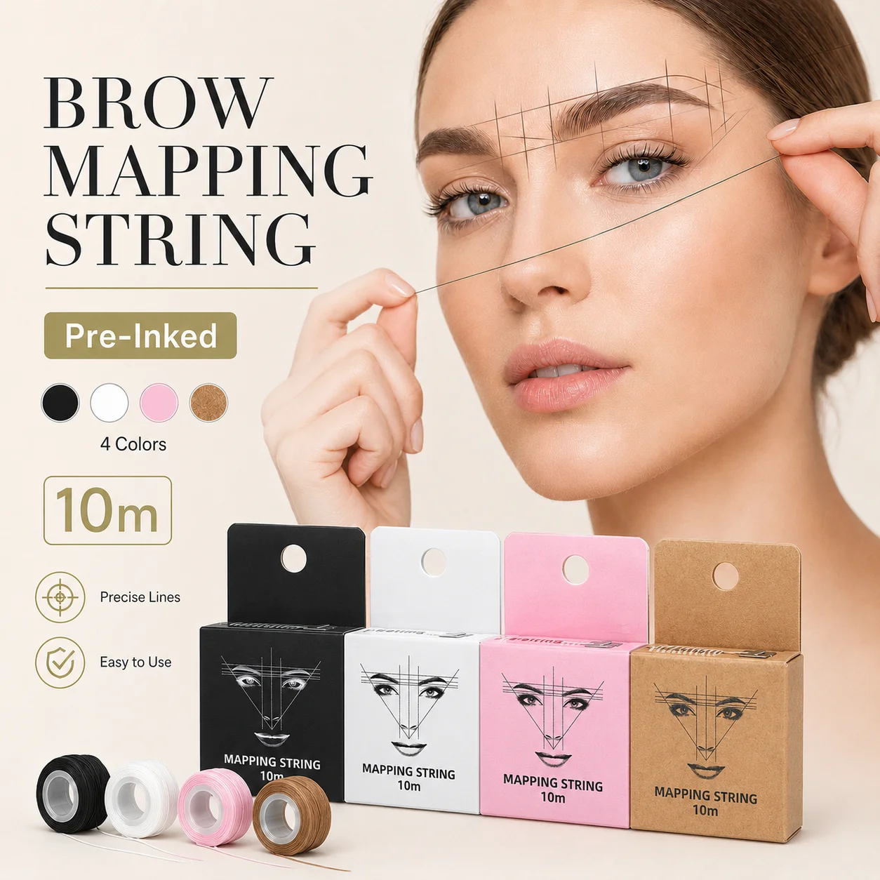 Tattoo Thread Eyebrow Marker Thread Tattoo Brows Ruler With Ink Positioning Mapping Line Box for Marking Symmetrical Eyebrows