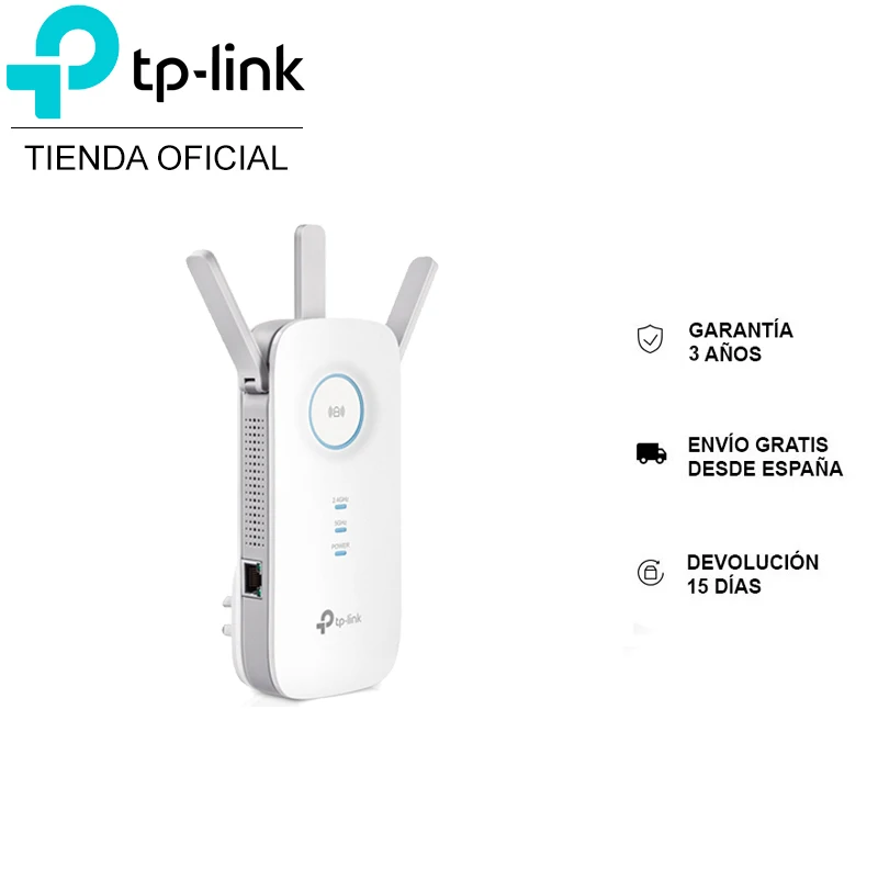 TP-LINK RE450 WiFi repeater, extender, 2.4GHz (450Mbps), 5GHz (1,300Mbps), 1750Mbps AC range, ethernet, adjustable antennas