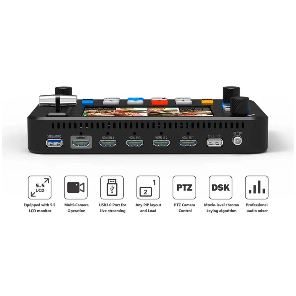 Broadcast Switcher Station Panel Multi-Camera Video Mixer HDMI USB LAN for Live Streaming Camera Control