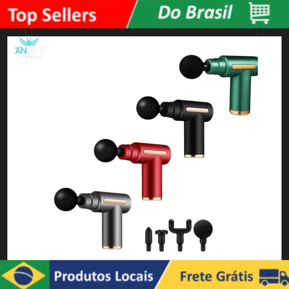 Pistola Massageadora Muscular Elétrica Profissional 6 Velocidades PS-208 Vermelho