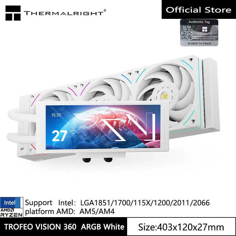 Thermalright TROFEO VISION 360 ARGB All-in-one water cold radiator，6.86-inch LCD display/Magnetic cold head/Support LGA1851/1700