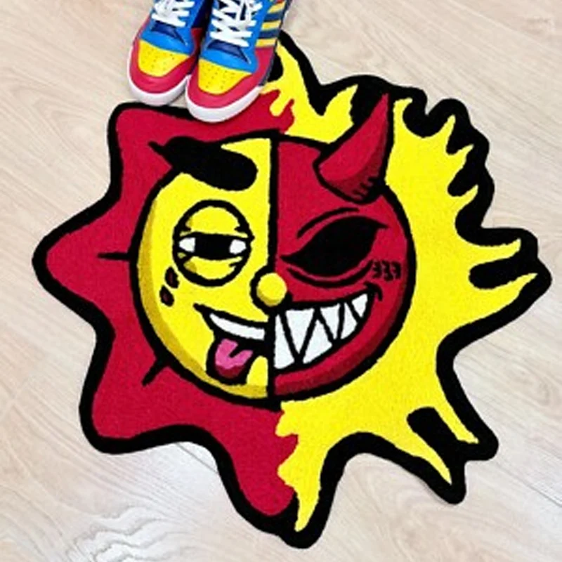 

Bedroom Carpet Non-slip Soft Comfortable Floor Mat Yellow Fun Sun Irregular Rug Sofa Living Room Home Decoration Mats 침실 카펫