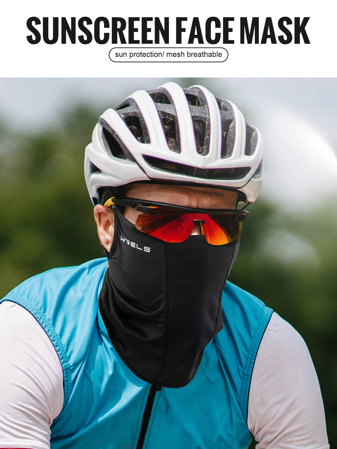 WRELS 1/2/3 Stück Fahrrad-Gesichtsmaske Feuchtigkeitsableitende Kühlende Nackenwärmer Atmungsaktive Schnelltrocknende Sonnen-, Wind- und Staubschutzmaske – Detail 1