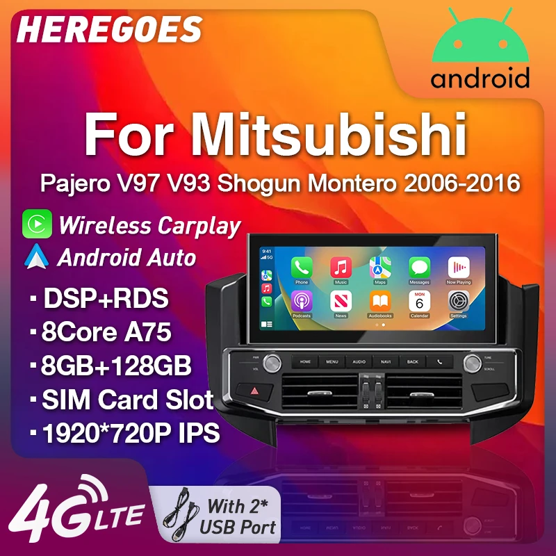 

Carplay 12.3" IPS DSP Android 13 Car DVD Player For MITSUBISHI PAJERO V97 V93 Shogun Montero 2006 - 2016 GPS Radio Stereo 128GB