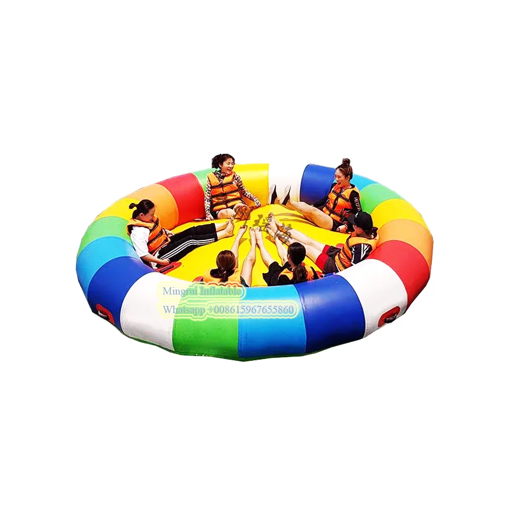 Inflatable Disco Boat Inflatable UFO Boat Inflatable 0.9mm PVC Towable River Disco Boat with Pump（8 Seats, 3.5 Meters in Diamete