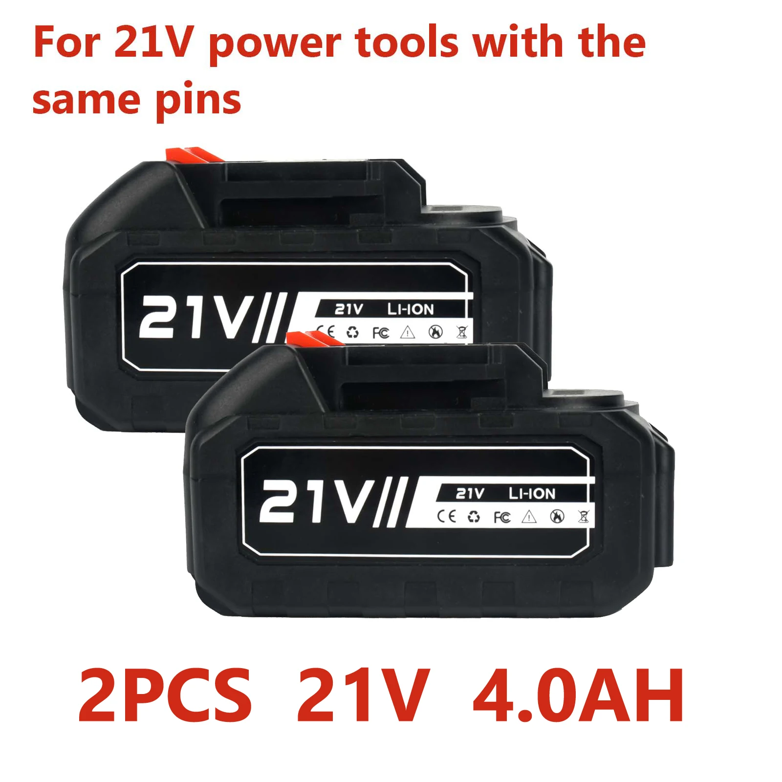 Batterie Lithium-Ion Rechargeable haute capacité 21V 4000mAh, 2 pièces, Compatible avec les perceuses, les tronçonneuses et les tondeuses de la série Makita