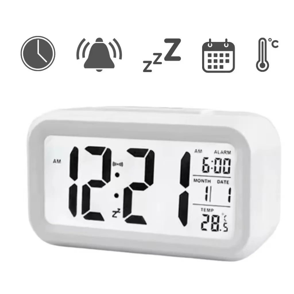 Relógio de Mesa Portátil Digital Despertador Led Lcd Brilha Escuro