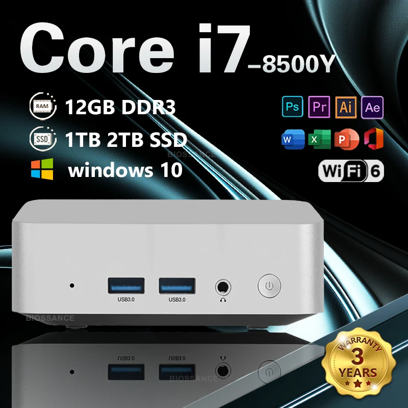 2026 Windows 10 Mini PC Intel Core i7 8500Y ordinateur de bureau ordinateur de poche 12GB DDR3 1TB 2TB SSD WiFi 6 type-c ordinateur Portable bureau