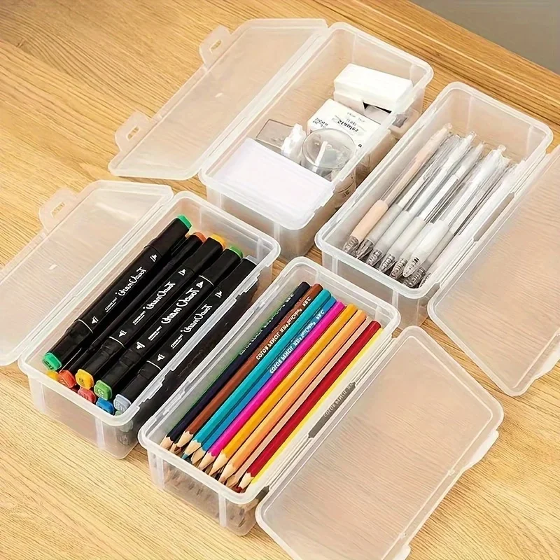 1/4 stuks grote doorzichtige plastic opbergdozen met scharnierende deksels, ideaal voor sieraden, ornamenten, thuisbenodigdheden en kantoororganisatie - afbeelding 2