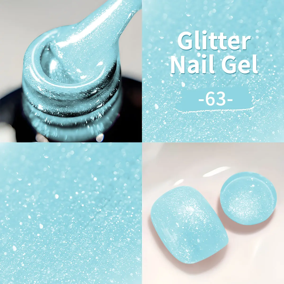 VOKY single pack glitter nail polish adhesive set, semi permanent nail art soaking LED nail salon, easy to use