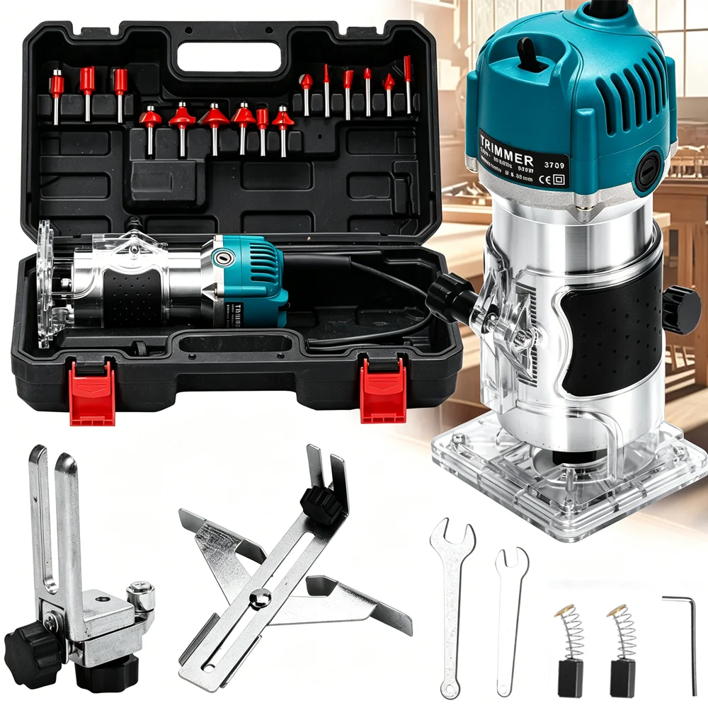 800W 30000RPM Elektrische Fräsmaschine 1/4 Zoll Holzbearbeitungs-Fräser Handgeführter Holzkantenfräser für Heimwerker
