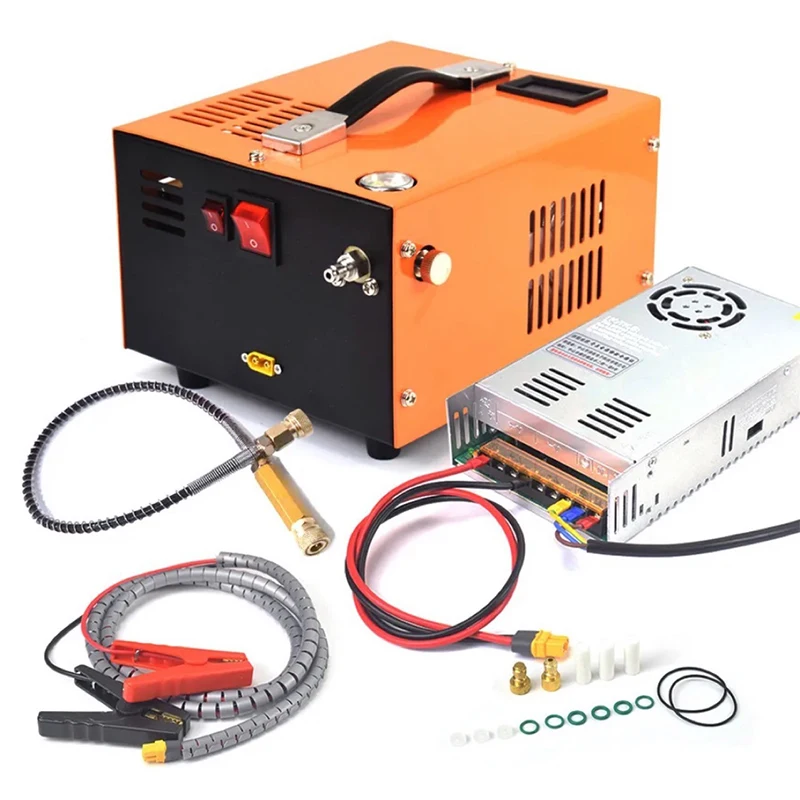 4500Psi 30Mbar Portable PCP Air Compressor Pump 12VDC/220V Power Oil/Water High Pressure Diving Bottle Air Rifle