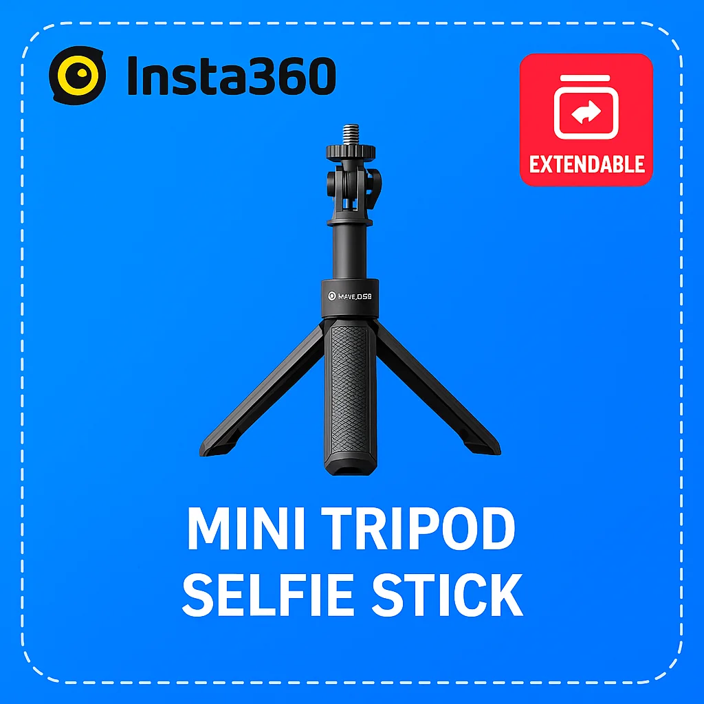 

Compact Tripod Grip for Insta360 GO 3 / X5 / Ace Pro 2 | Foldable Extendable Stick with 1/4" Adapter | Original Mount Accessory