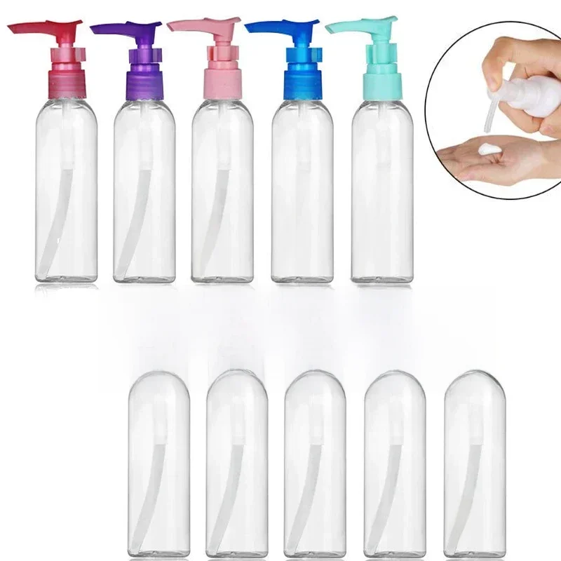 Bouteille à pompe en plastique rechargeable 30/50/100 ml, 5 pièces, avec distributeur de Lotion pour Lotions, shampoing, produits de nettoyage, aromathérapie