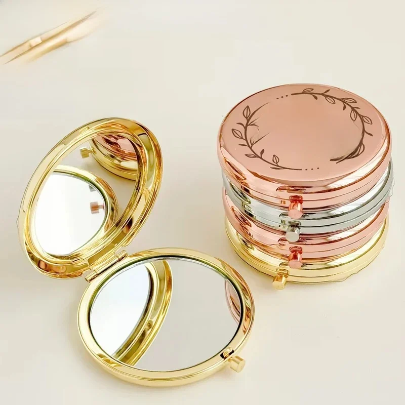 Miroir Compact personnalisé gratuit, miroir de maquillage de poche personnalisé, cadeaux de mariage, miroir pliable pour invités, Souvenir de mariage, cadeaux de mariée