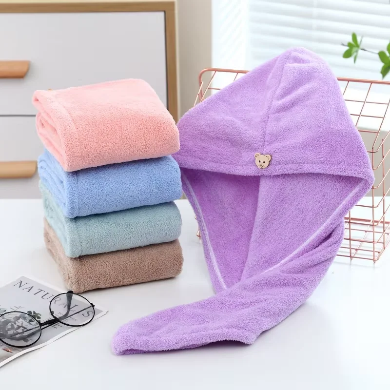 Quick-Dry Hair Towel for Women Long Hair, Soft High Absorbent Microfiber Dry Hair Cap, Elastic Non-Slip Shower Turban Bath Hat