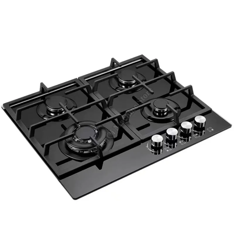 موقد غاز 4 شعلات منزلية تجارية موقد غاز من الفولاذ المقاوم للصدأ موقد غاز موقد غاز موقد من الزجاج المقسى