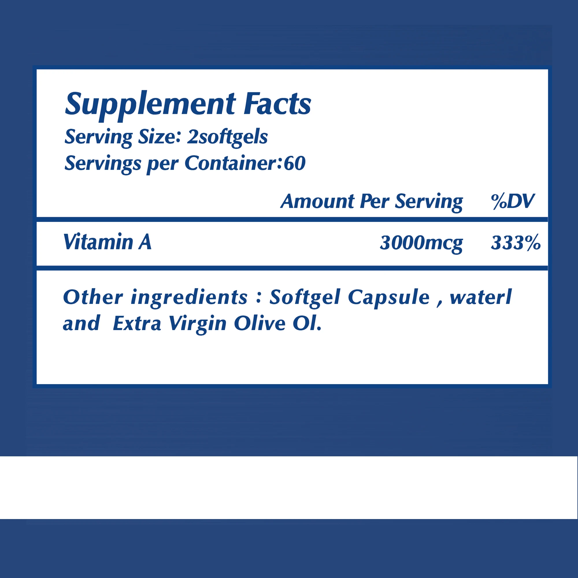 Vitamin A - Supports Healthy Vision and The Immune System, Nourishes The Skin, Brightens The Complexion - 120 Capsules